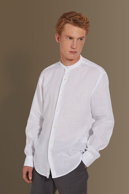 Casual shirt corean collar 100% linen solid colour