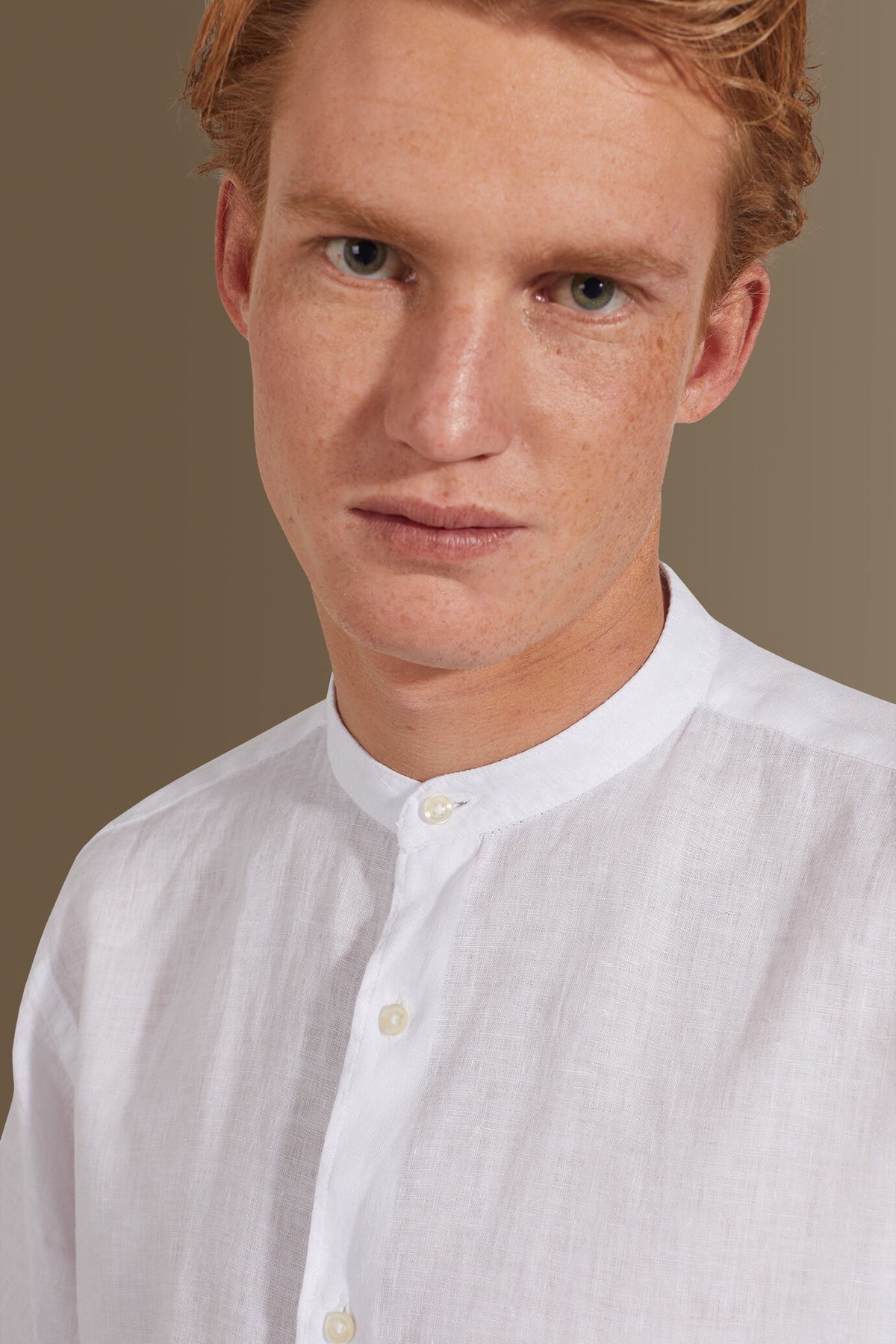 Casual shirt corean collar 100% linen solid colour