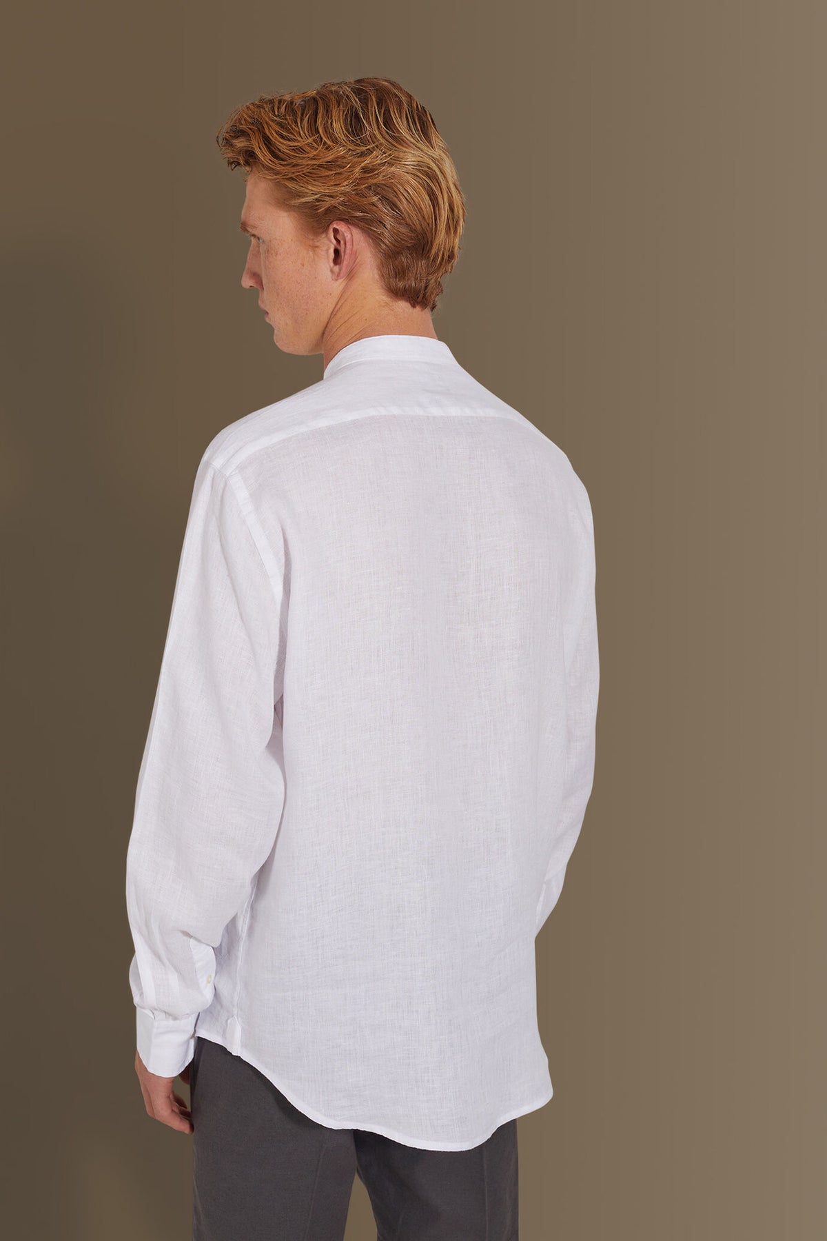 Casual shirt corean collar 100% linen solid colour