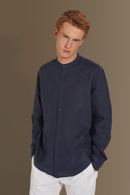 Casual shirt corean collar 100% linen solid colour
