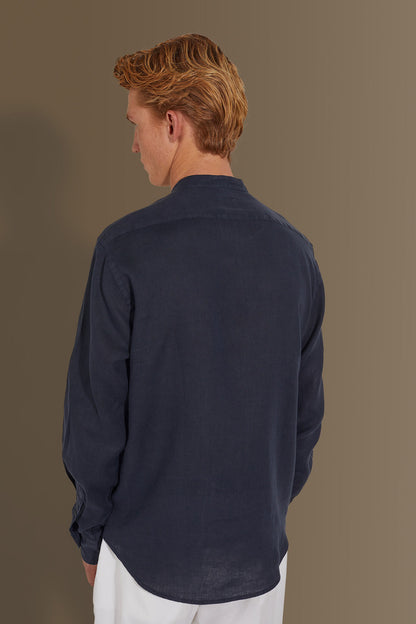 Casual shirt corean collar 100% linen solid colour