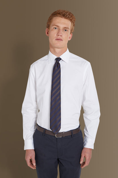 Classic washed shirt french collar pin point fabric