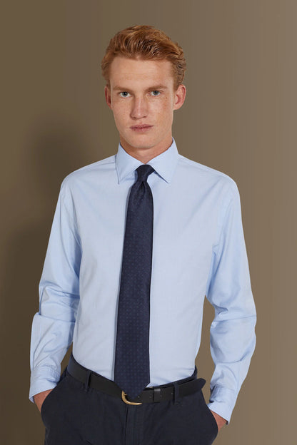 Classic washed shirt french collar pin point fabric