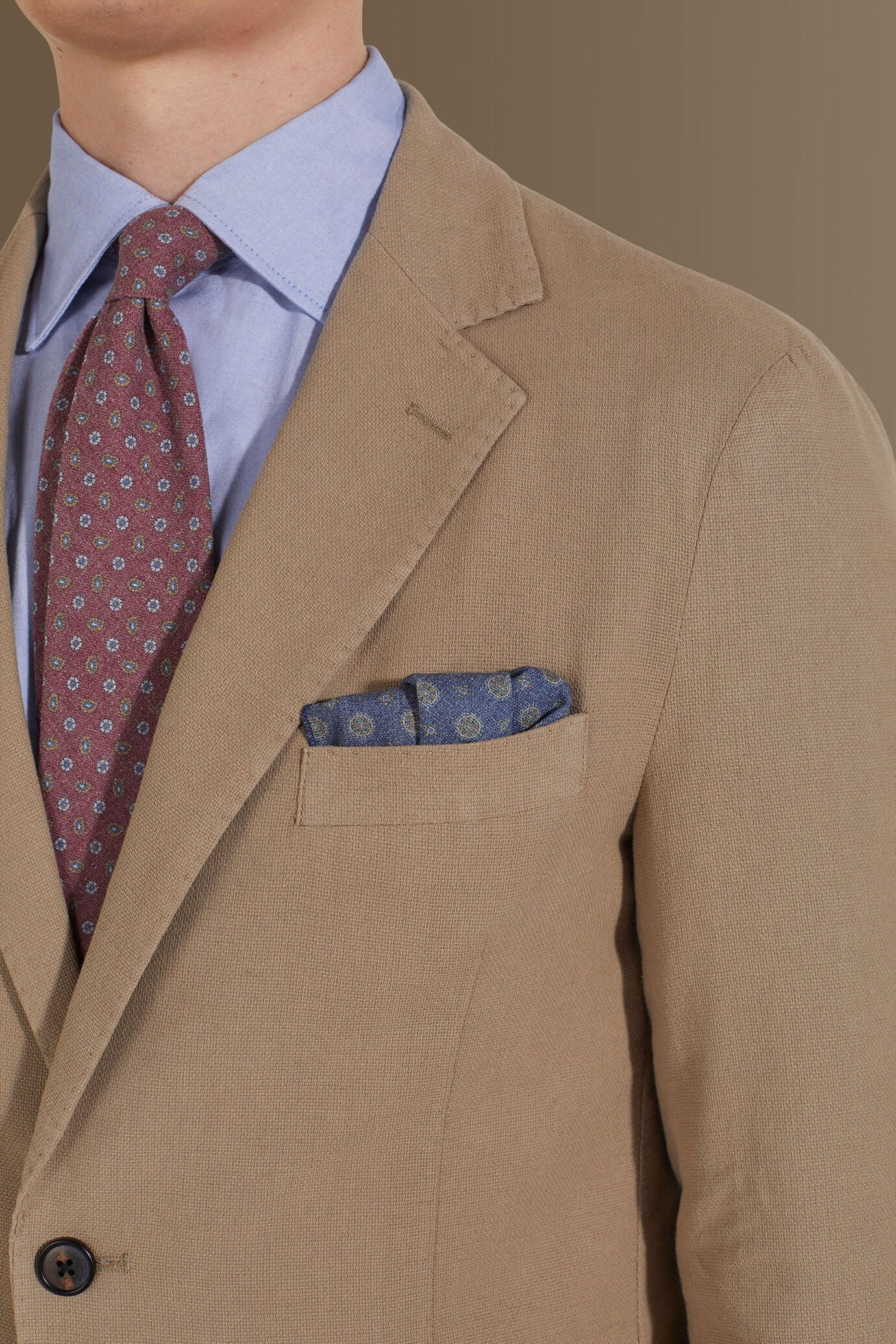 Single breasted jacket patch pocket cotton linen garmet dyed