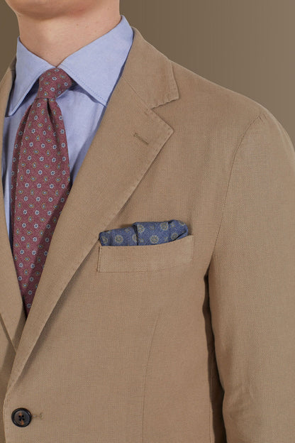 Single breasted jacket patch pocket cotton linen garmet dyed