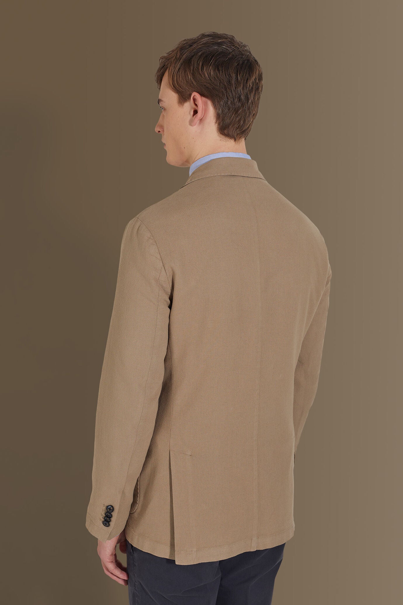 Single breasted jacket patch pocket cotton linen garmet dyed