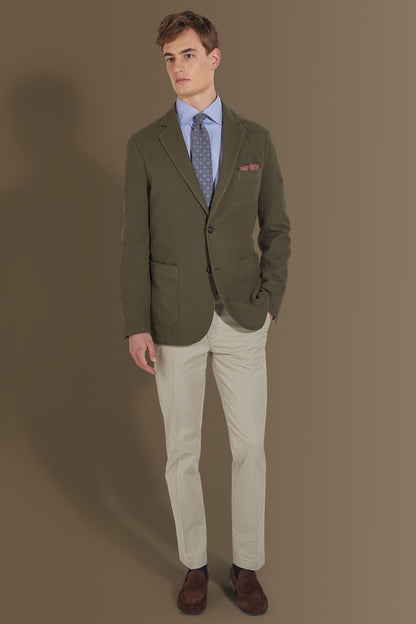 Single breasted jacket patch pocket cotton linen garmet dyed