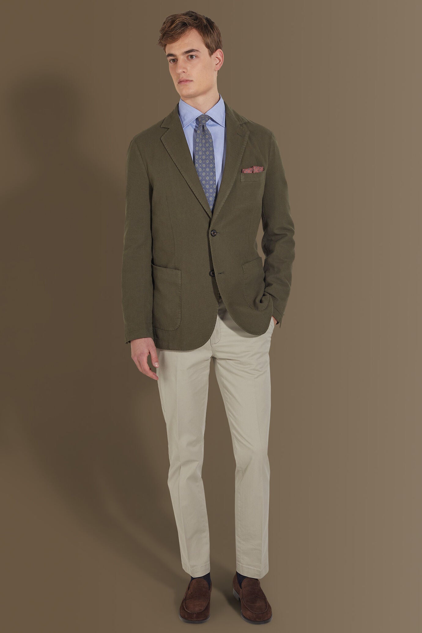 Single breasted jacket patch pocket cotton linen garmet dyed