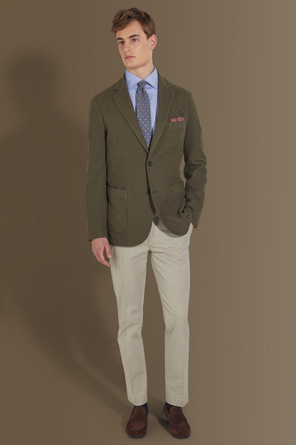 Single breasted jacket patch pocket cotton linen garmet dyed