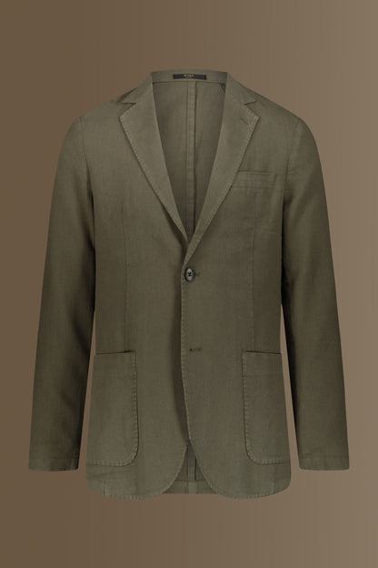 Single breasted jacket patch pocket cotton linen garmet dyed
