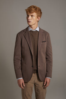 Single breasted jacket jersey cotton blend fabric
