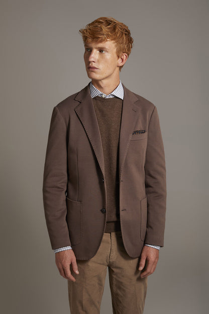 Single breasted jacket jersey cotton blend fabric