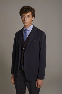 Single breasted jacket jersey cotton blend fabric