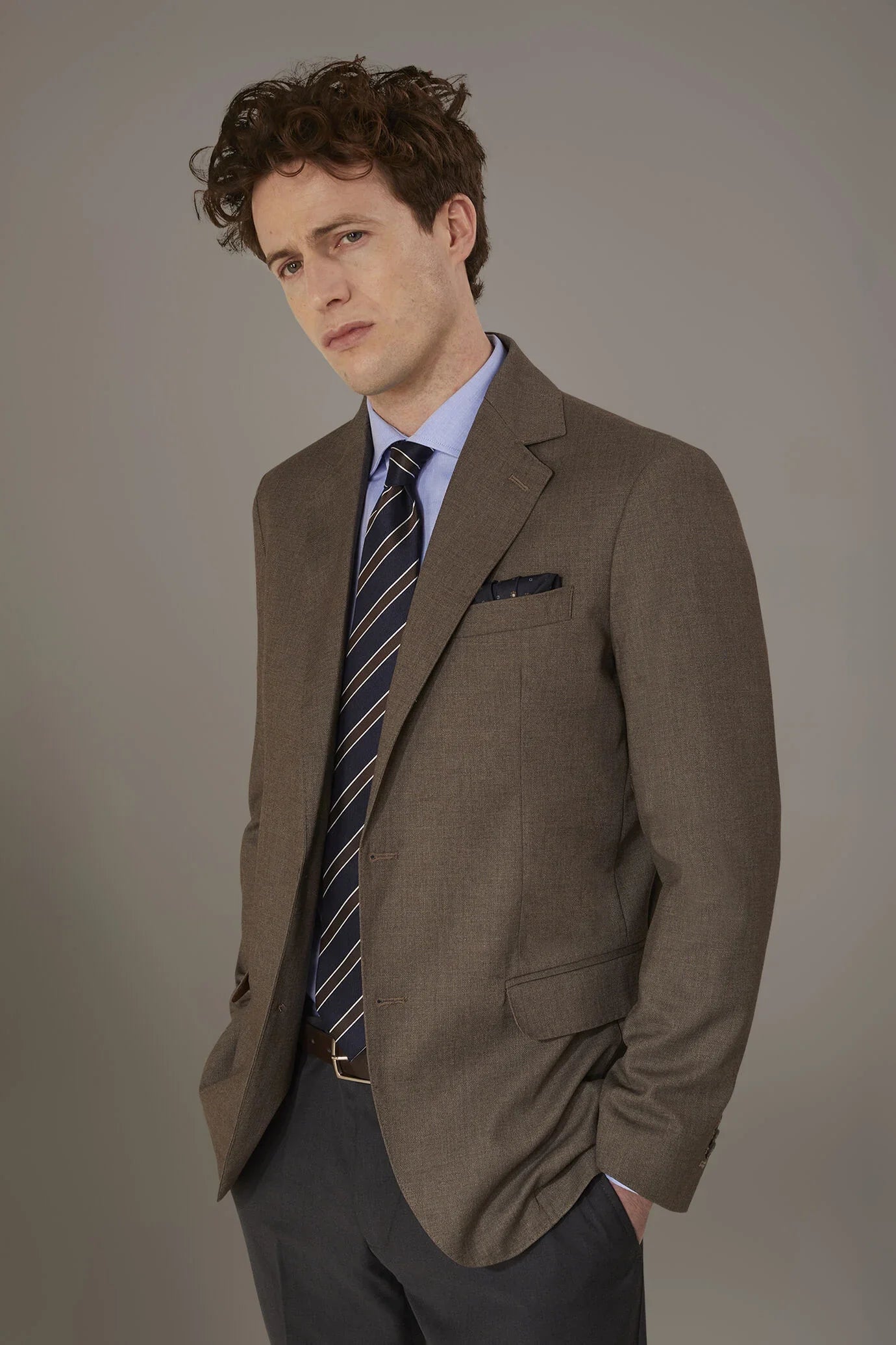 Single breasted jacket solid colour dobby fabric