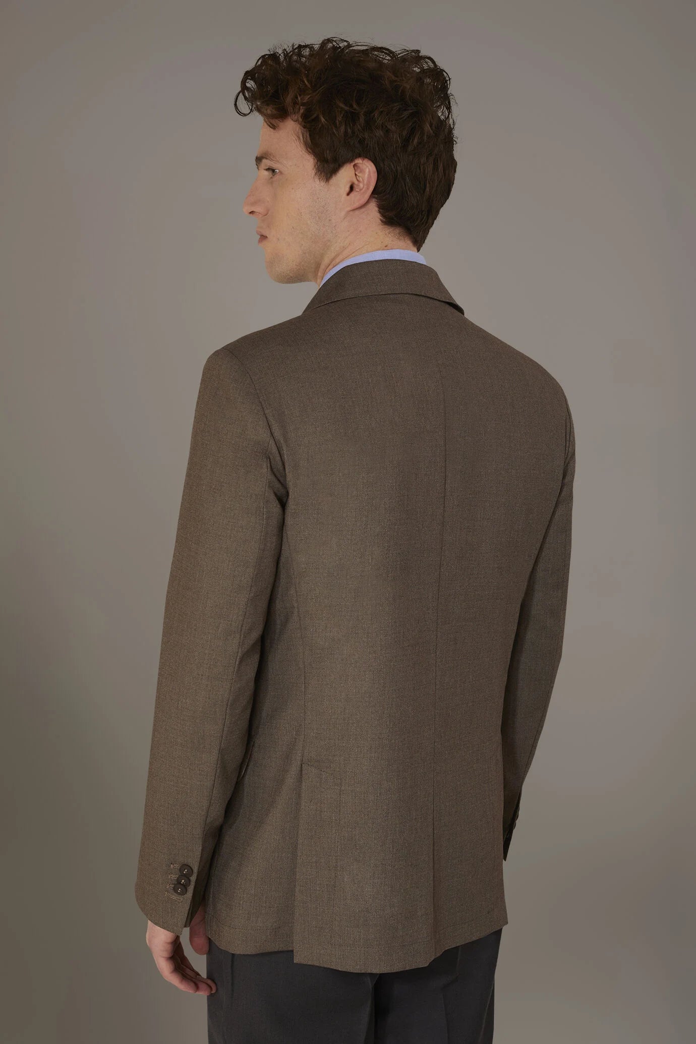 Single breasted jacket solid colour dobby fabric