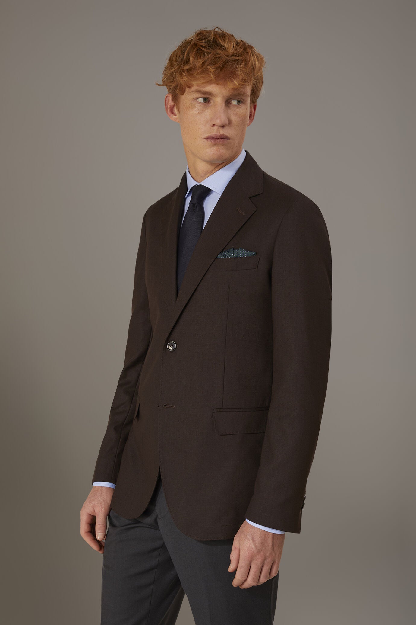 Single breasted jacket solid colour dobby fabric