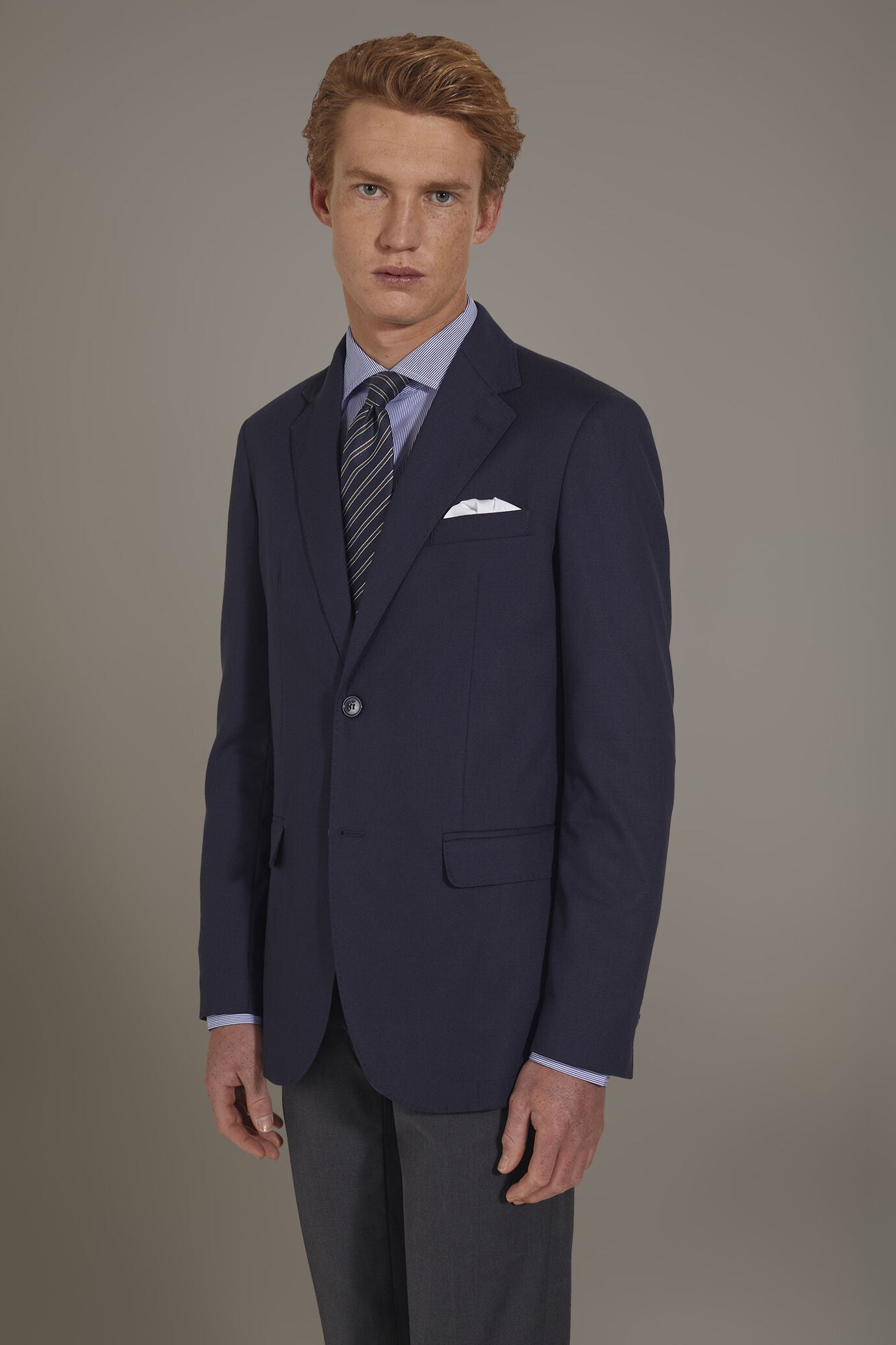 Single breasted jacket solid colour dobby fabric