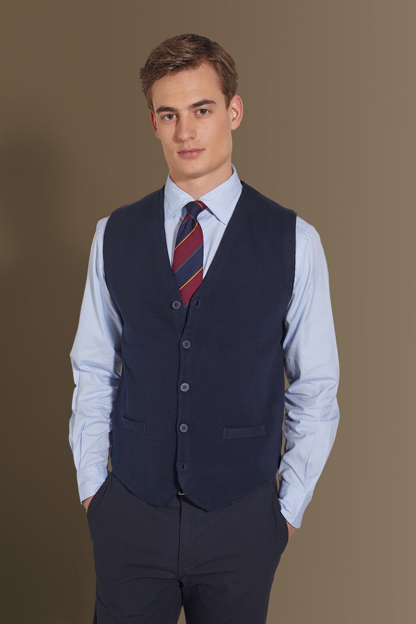 Knitted vest sigle breast pure cotton