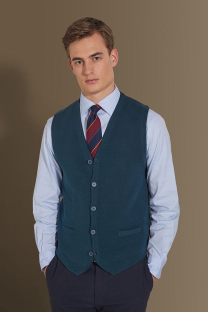 Knitted vest sigle breast pure cotton