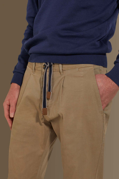 Trousers with elastic on waist and laces