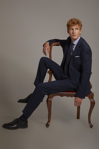 Regular fit single-breasted suit in birdseye fabric