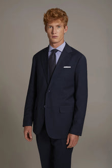 Regular fit single-breasted suit in birdseye fabric