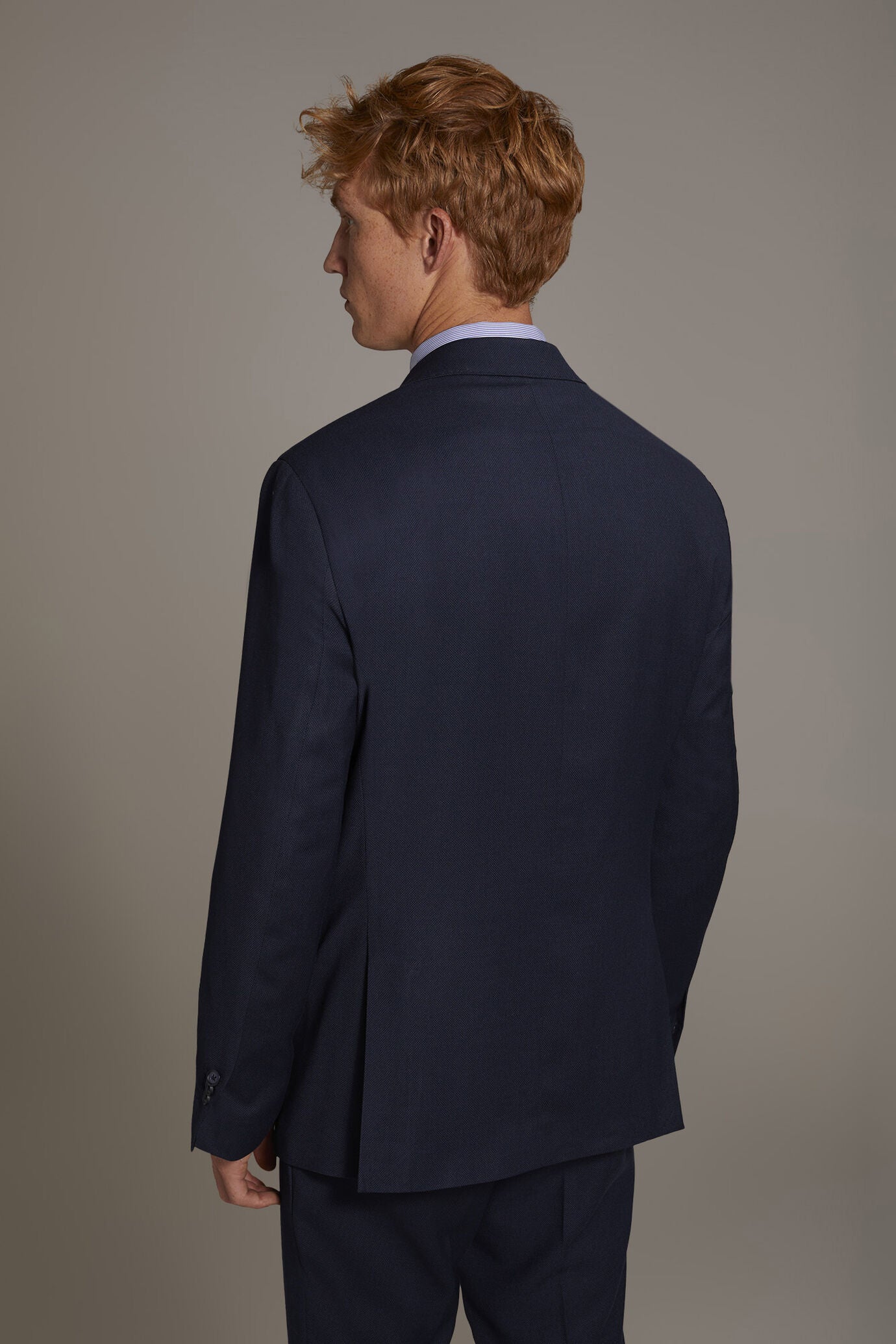 Regular fit single-breasted suit in birdseye fabric