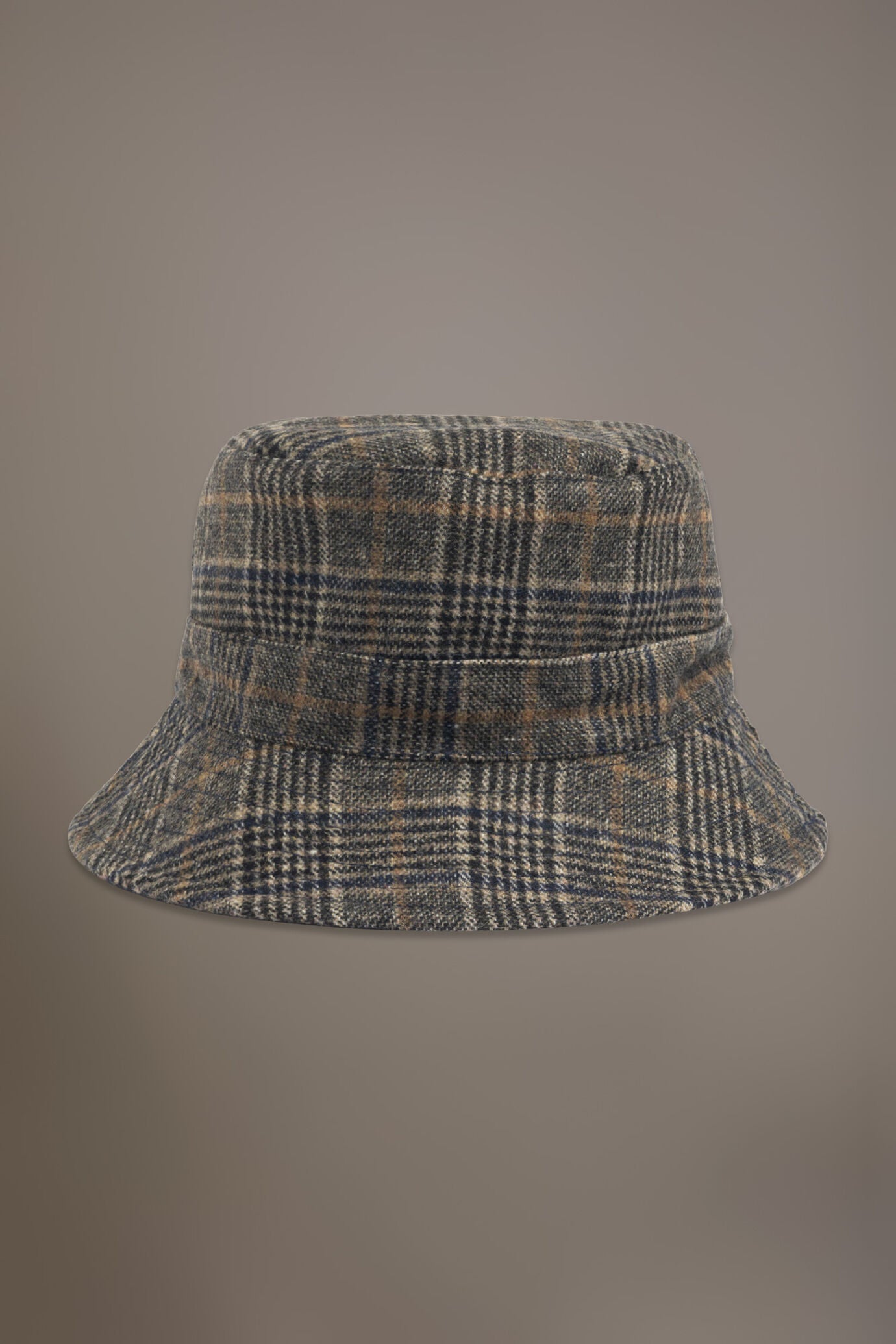 Double face check design wool blend fisherman hat