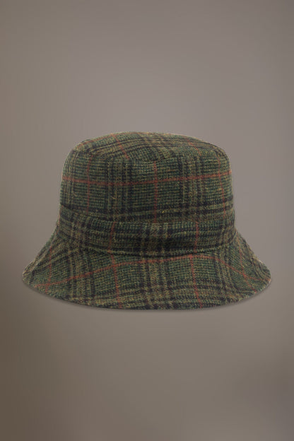 Double face check design wool blend fisherman hat