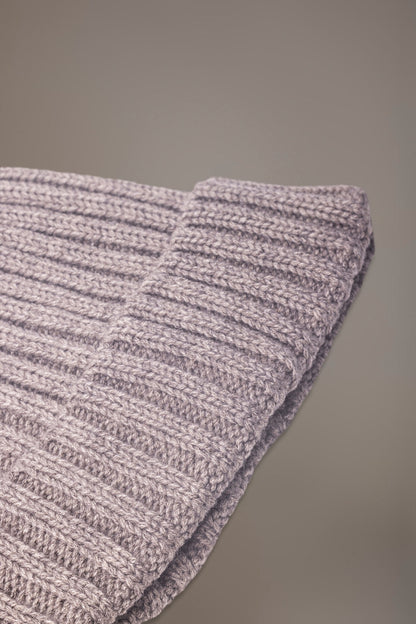 Ribbed knit wool blend beanie hat