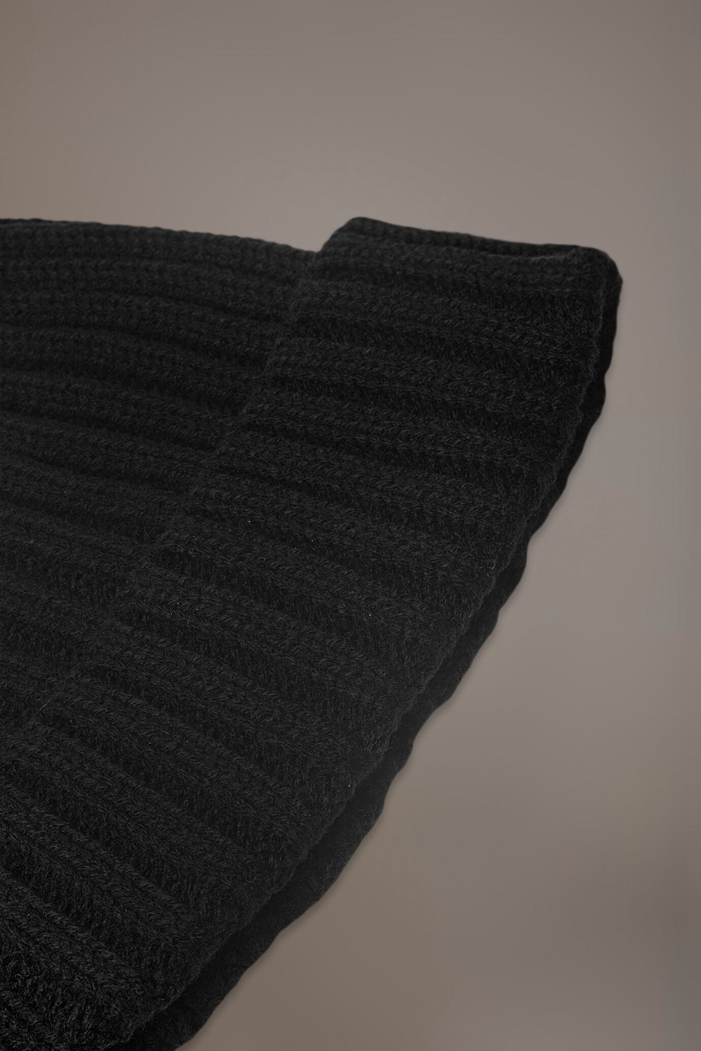 Ribbed knit wool blend beanie hat