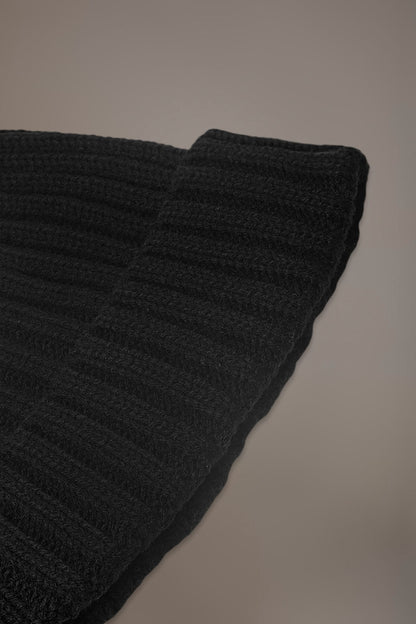 Ribbed knit wool blend beanie hat