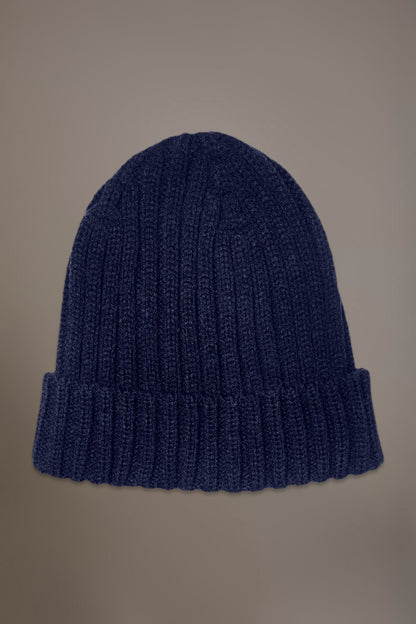 Ribbed knit wool blend beanie hat