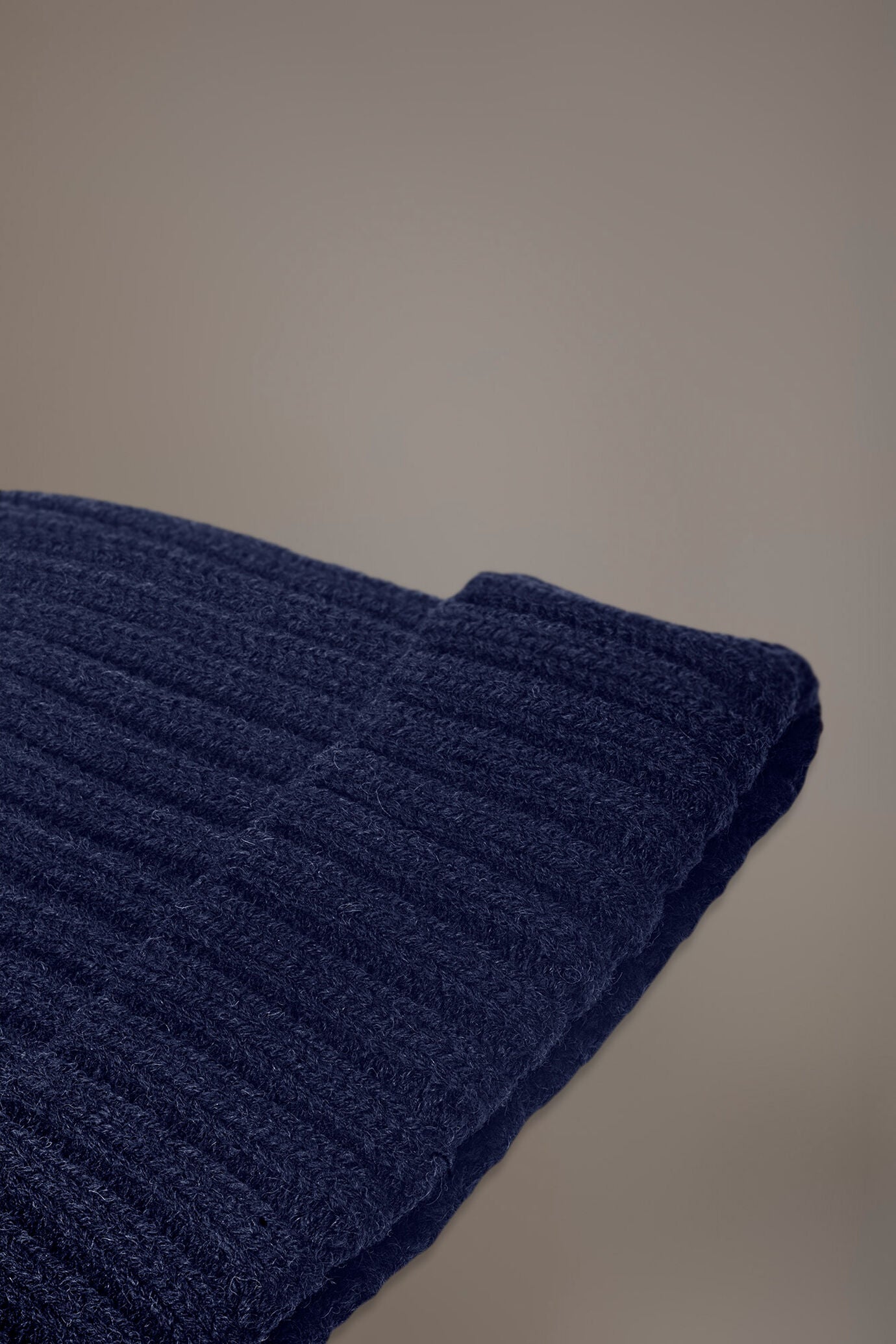 Ribbed knit wool blend beanie hat