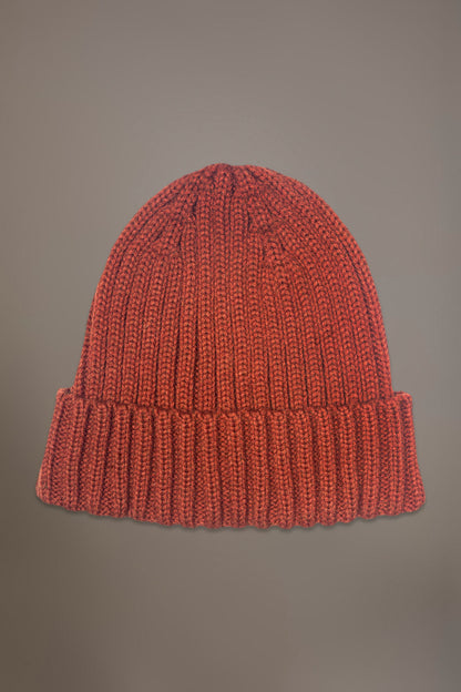 Ribbed knit wool blend beanie hat