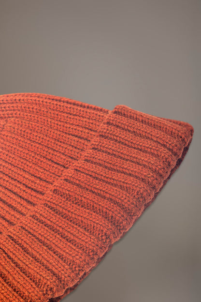 Ribbed knit wool blend beanie hat