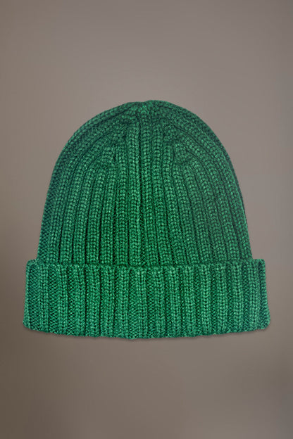 Ribbed knit wool blend beanie hat