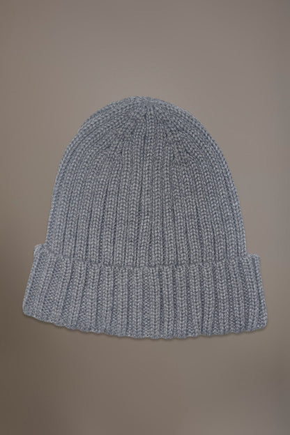 Ribbed knit wool blend beanie hat