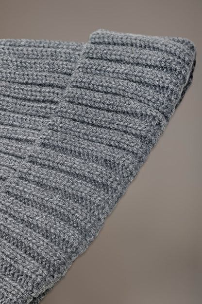 Ribbed knit wool blend beanie hat