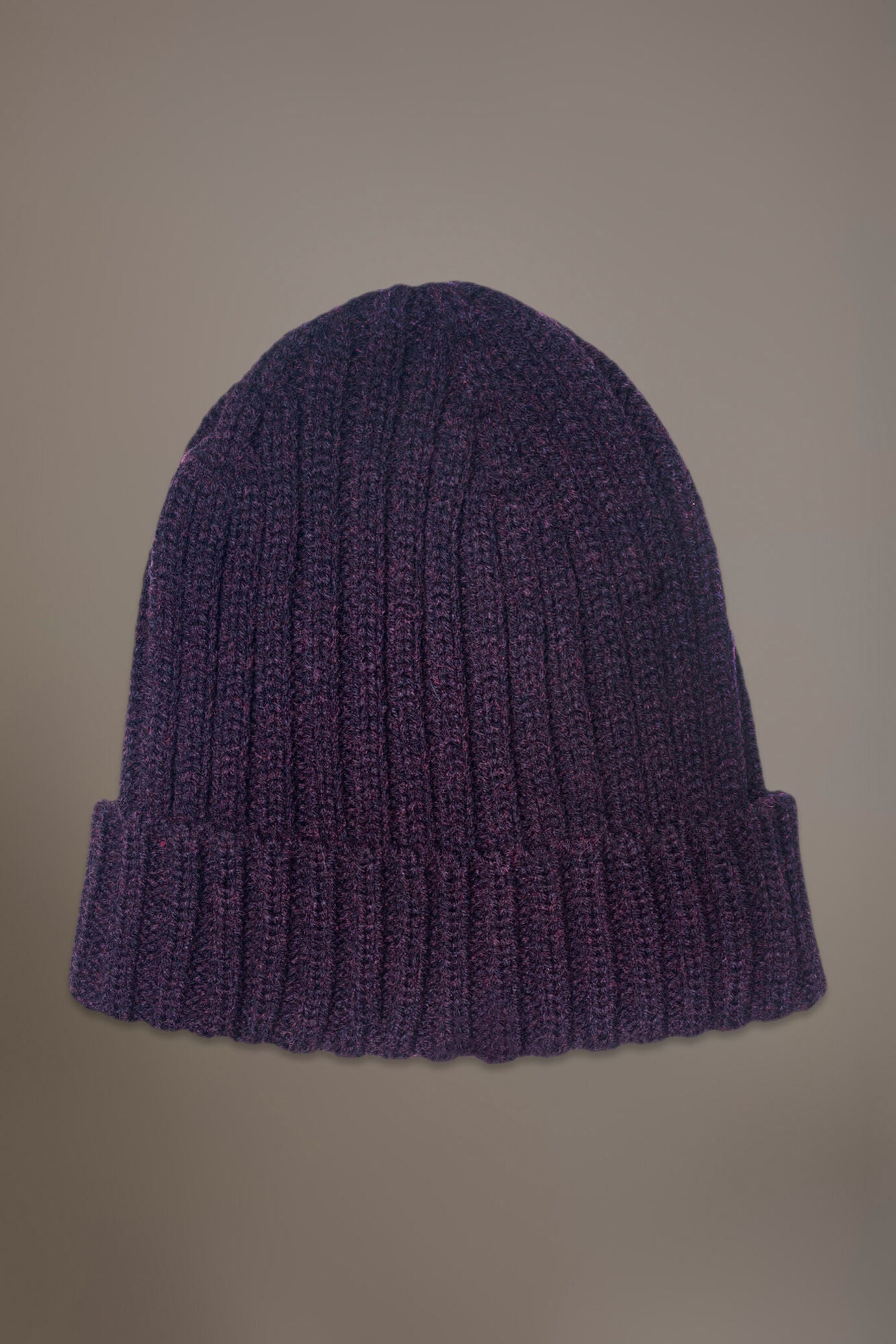 Ribbed knit wool blend beanie hat