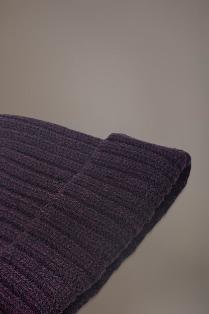 Ribbed knit wool blend beanie hat