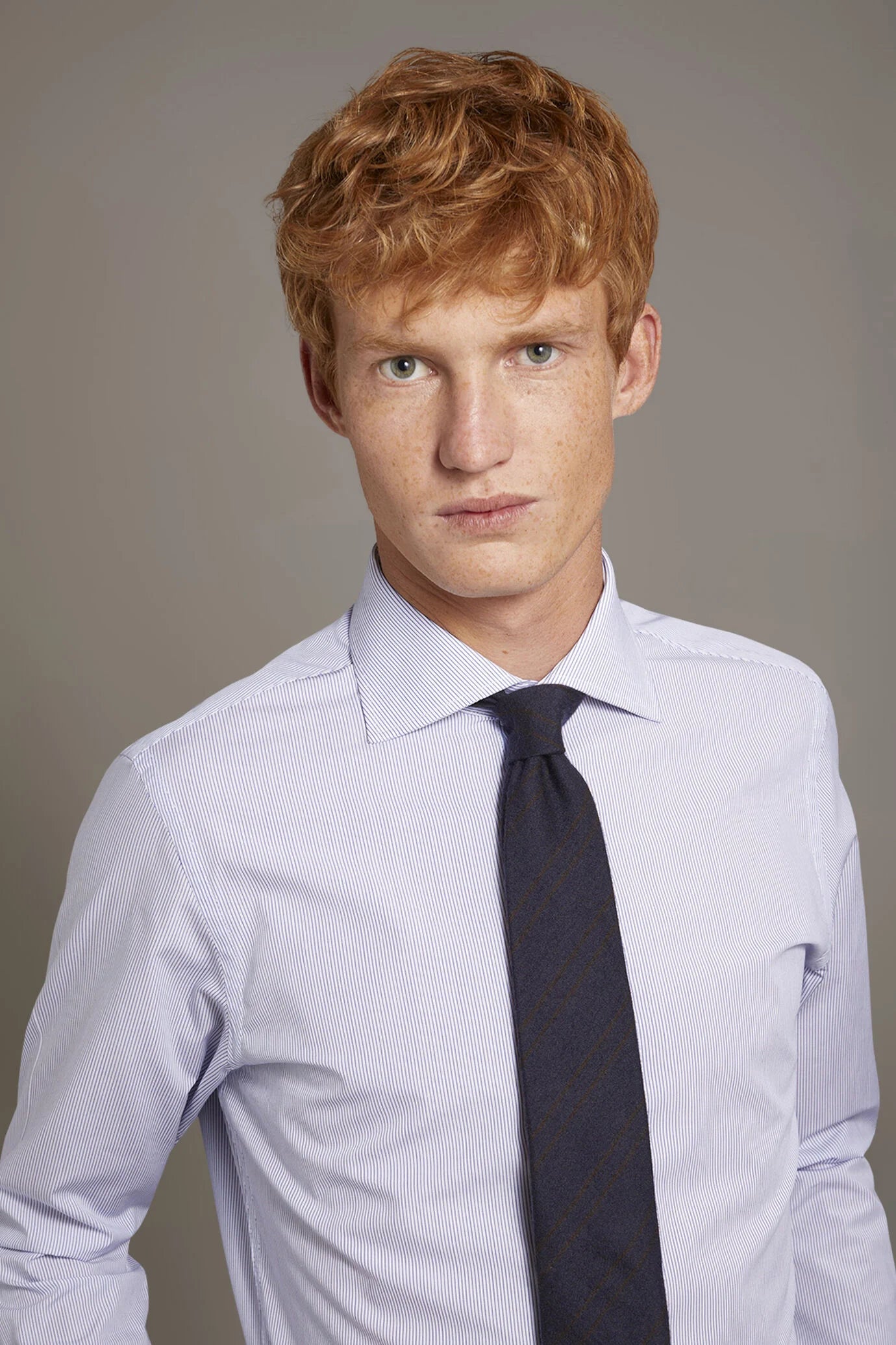 Classic shirt with french collar classic fit yarn-dyed striped fabric