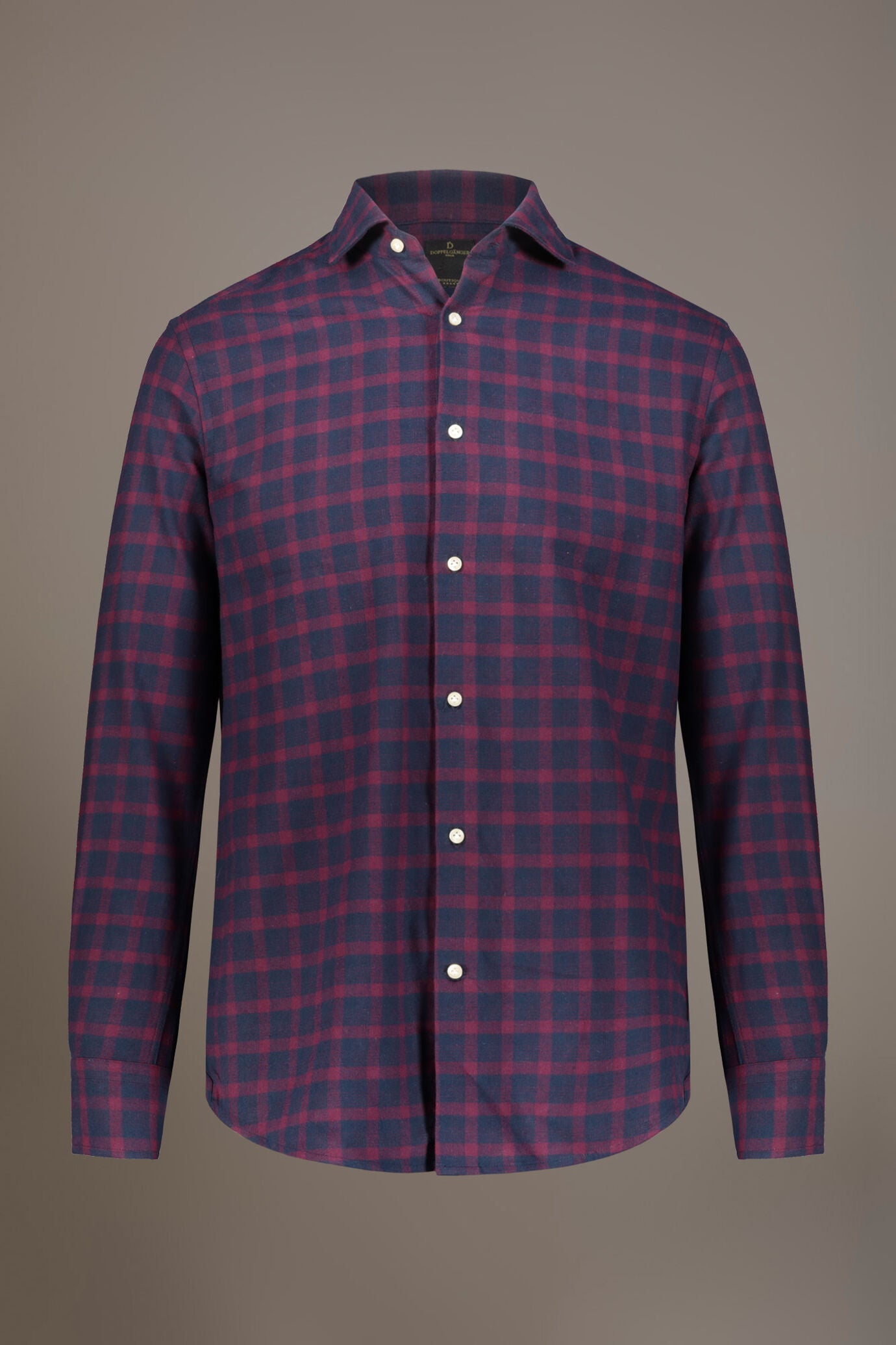 Casual shirt with french collar comfort fit checked flannel fabric