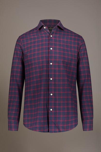 Casual shirt with french collar comfort fit checked flannel fabric