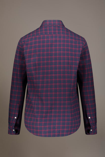 Casual shirt with french collar comfort fit checked flannel fabric
