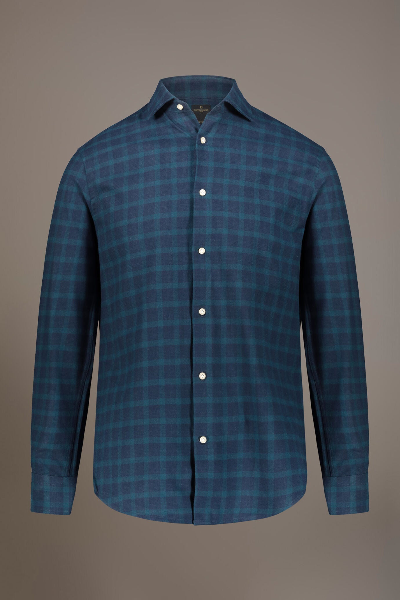 Casual shirt with french collar comfort fit checked flannel fabric