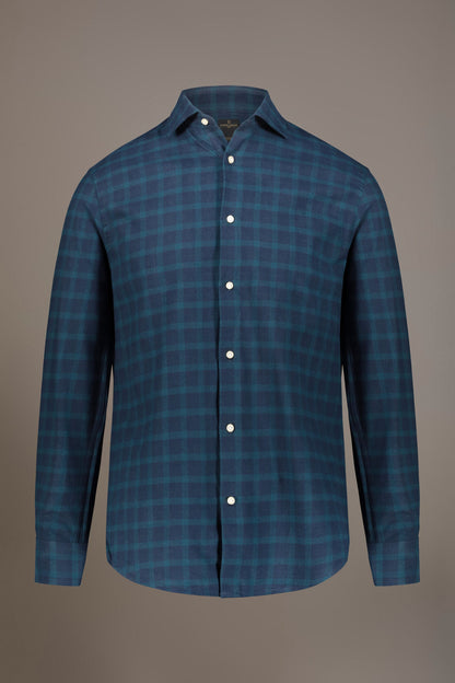 Casual shirt with french collar comfort fit checked flannel fabric