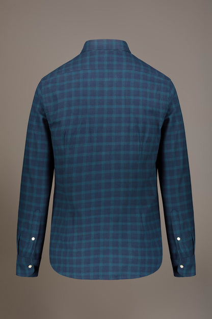 Casual shirt with french collar comfort fit checked flannel fabric