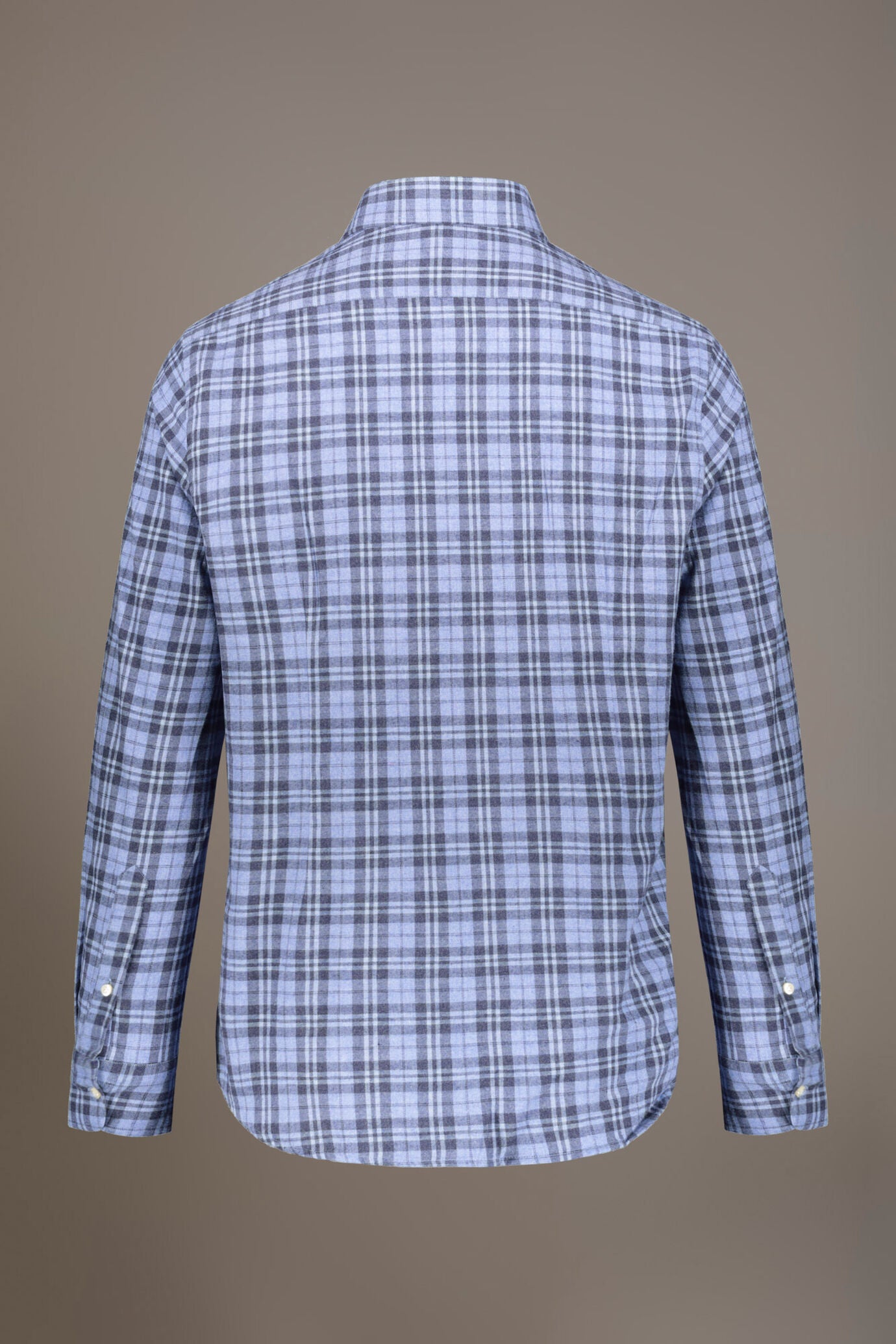 Casual shirt with french collar comfort fit flannel tartan fabric