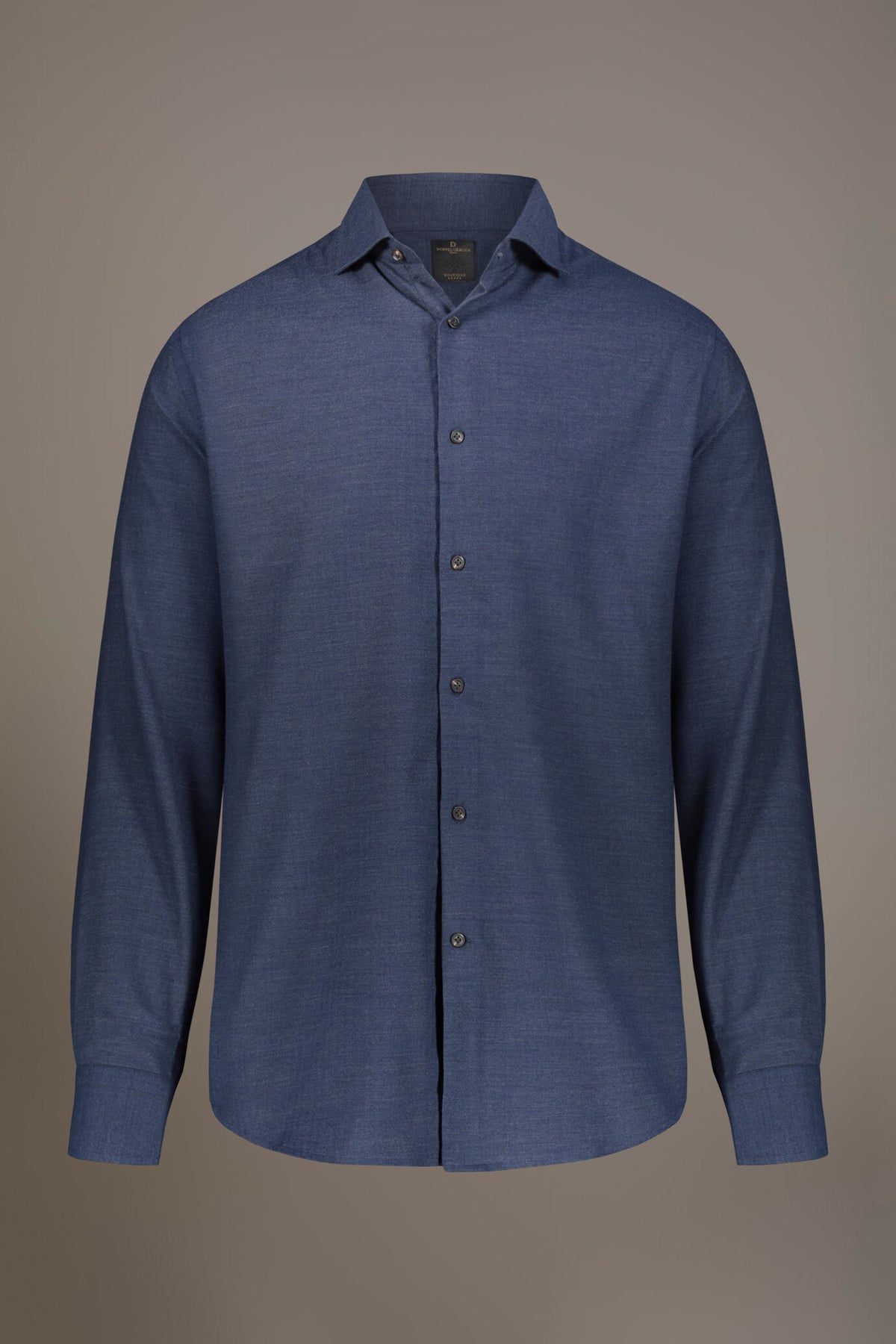 Casual shirt with french collar comfort fit melange yarn-dyed herringbone